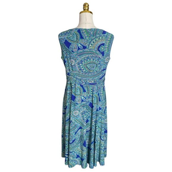 Jones New York  Stretch Sheath Paisley Print Sleeveless V-Neck Dress Size 12 - Picture 5 of 6